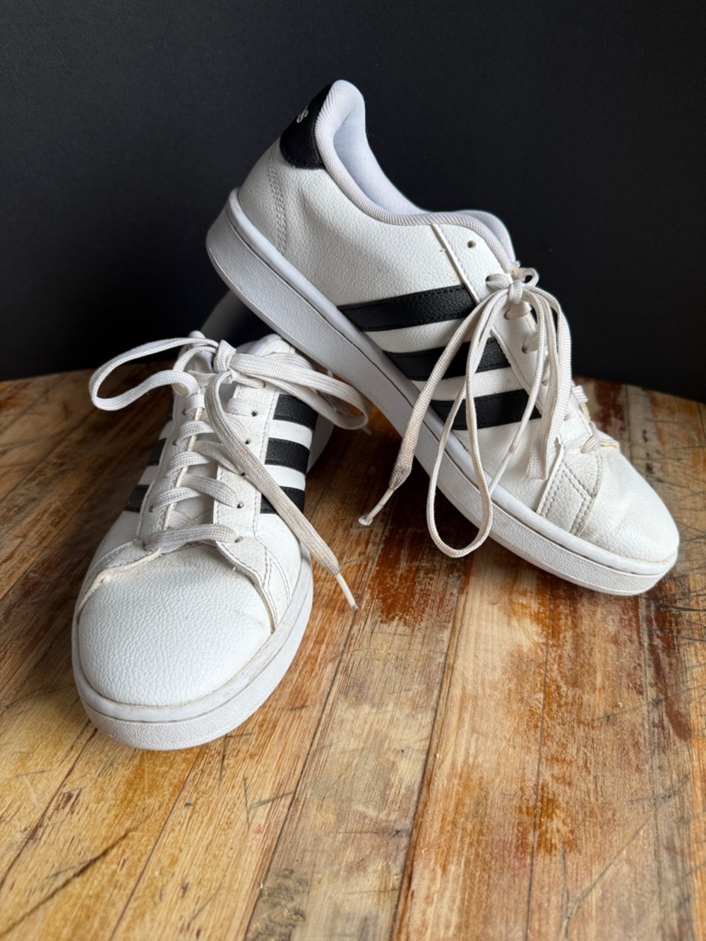 adidas White Sneakers with Black Stripes - Women's Casual Trainers